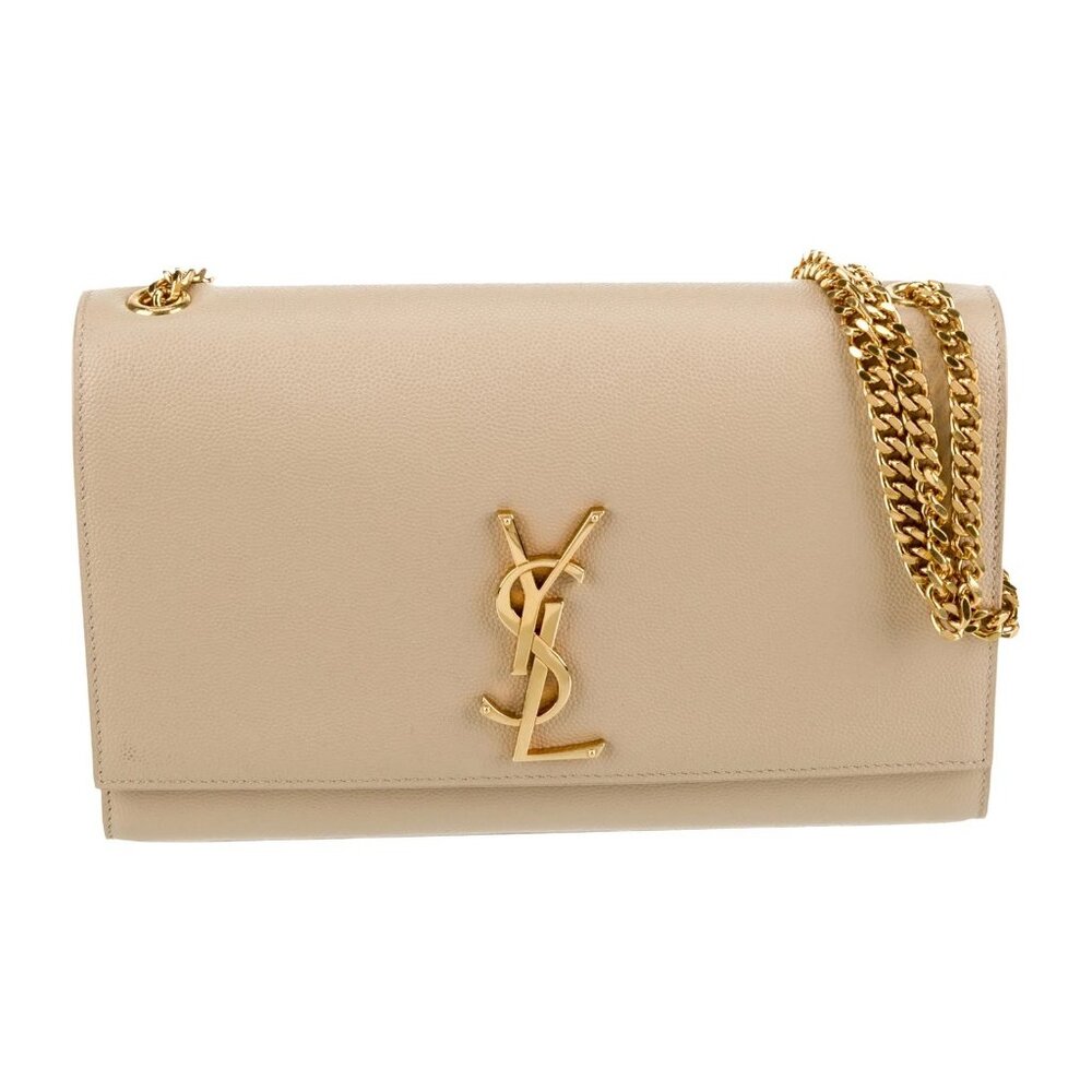 YSL Kate Medium Grain Beige Leather Gold Chain Bag